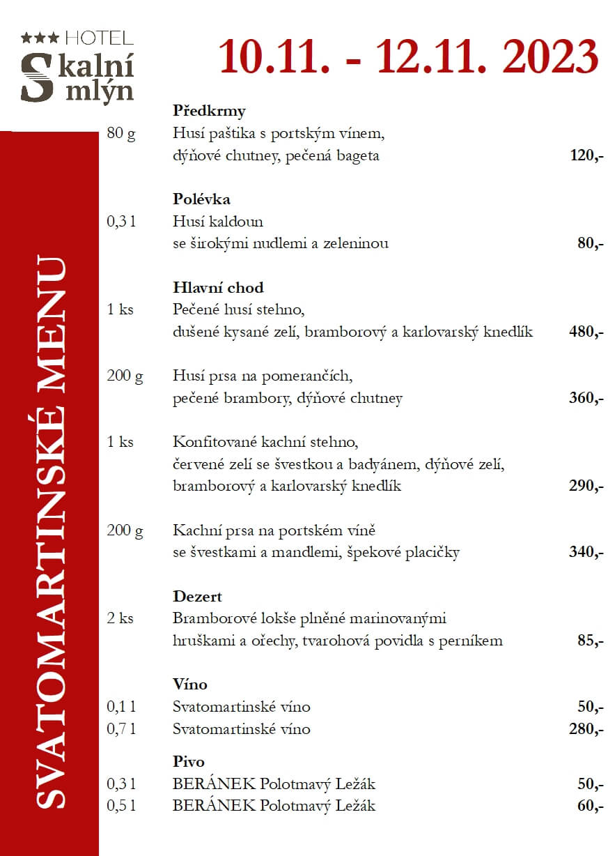 Svatomartinské menu 2023 Svatomartinské menu 2023