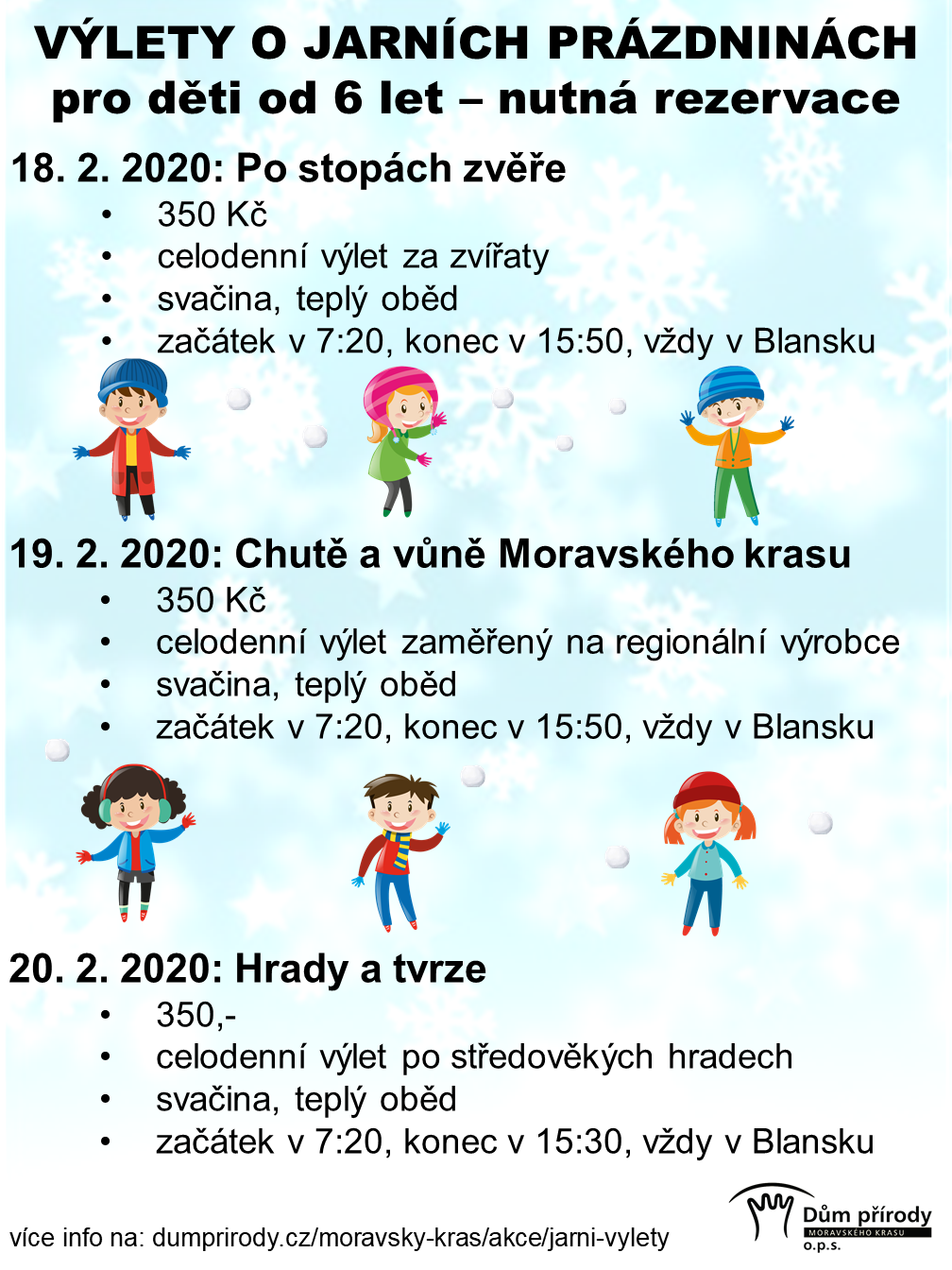 Plakát jarní výlety pro děti v Moravském krasu