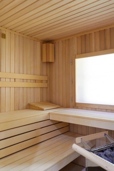 Interiér finské sauny v hotelu Skalní mlýn